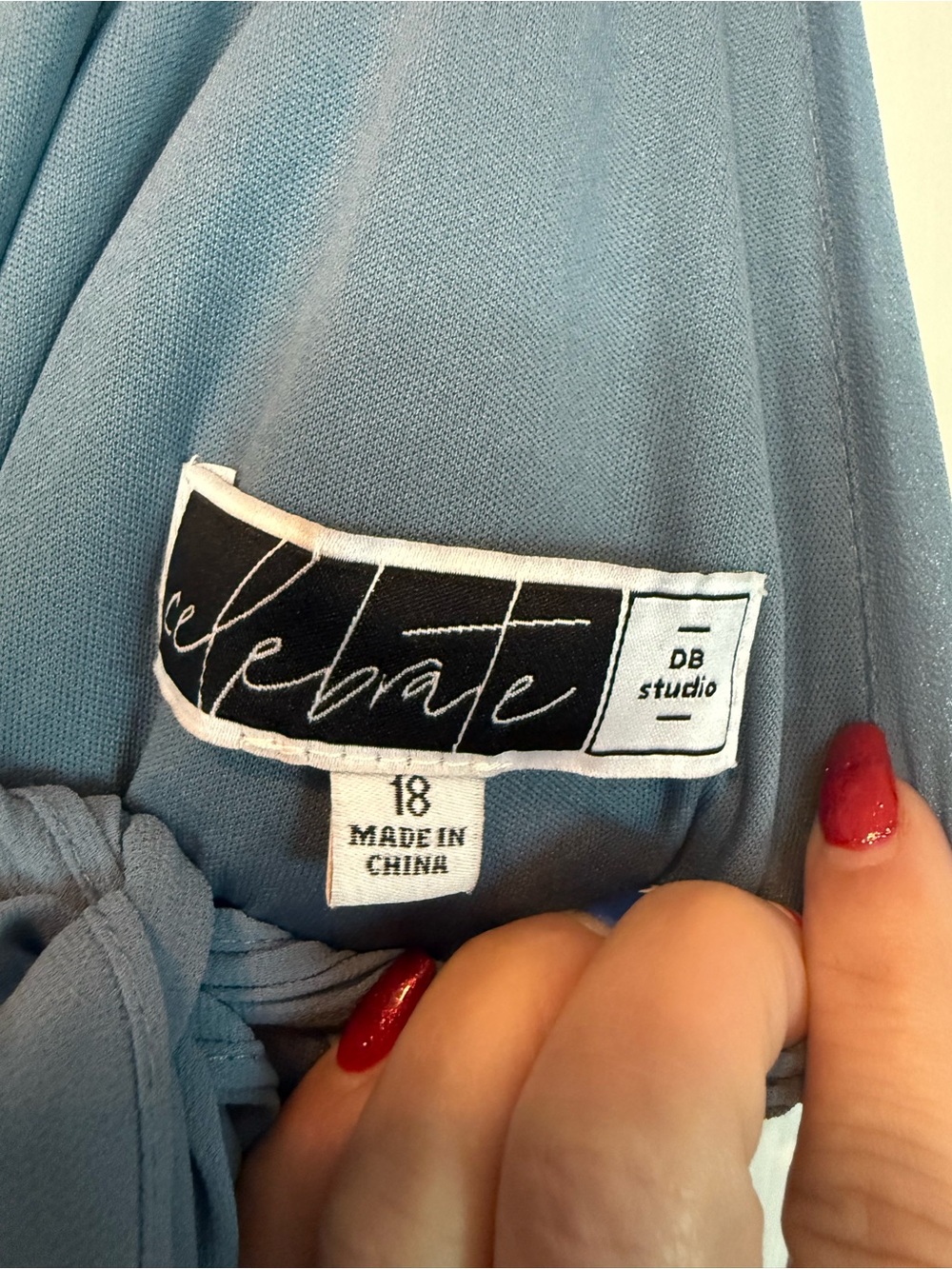 💙✨ DB Studio Celebrate Steel Blue Chiffon Bridesmaid Dress Size 18 | Tie Back - Picture 6 of 9